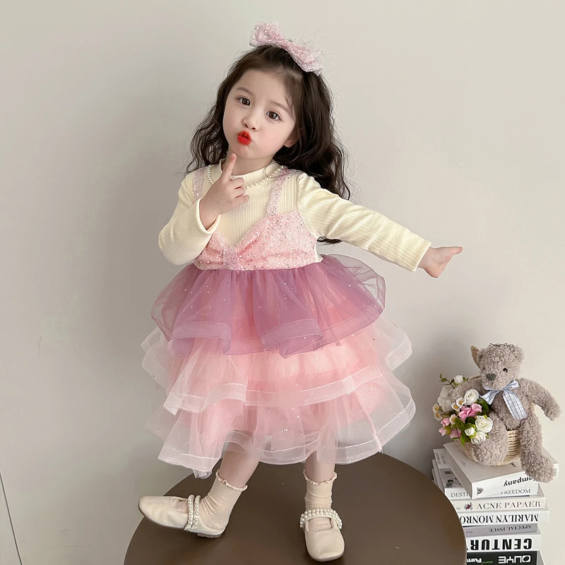 女童春装连衣裙2025新款儿童春秋装韩版洋气女宝春季甜美风公主裙