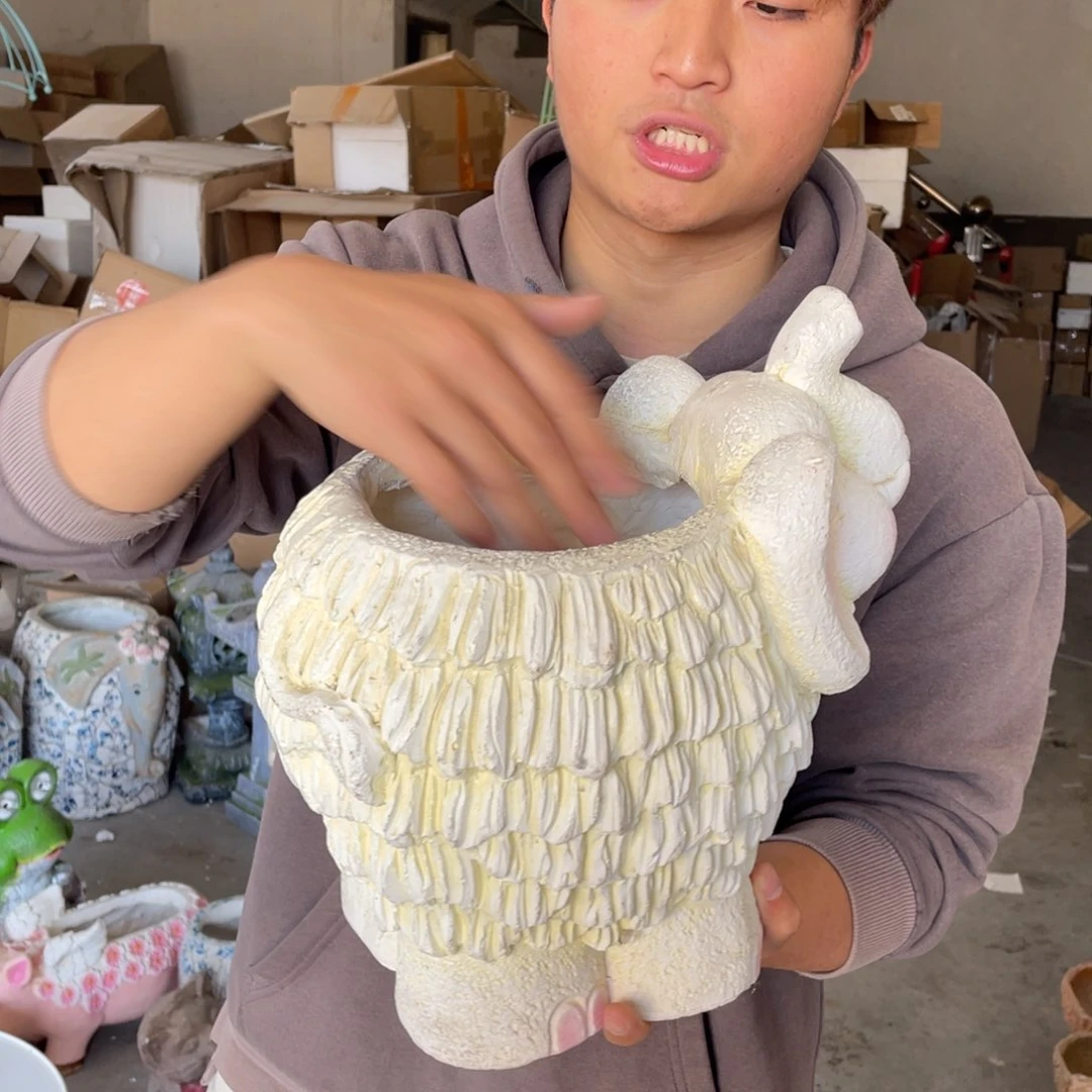 【闪购商品】陶瓷树脂奶油风大象摆件