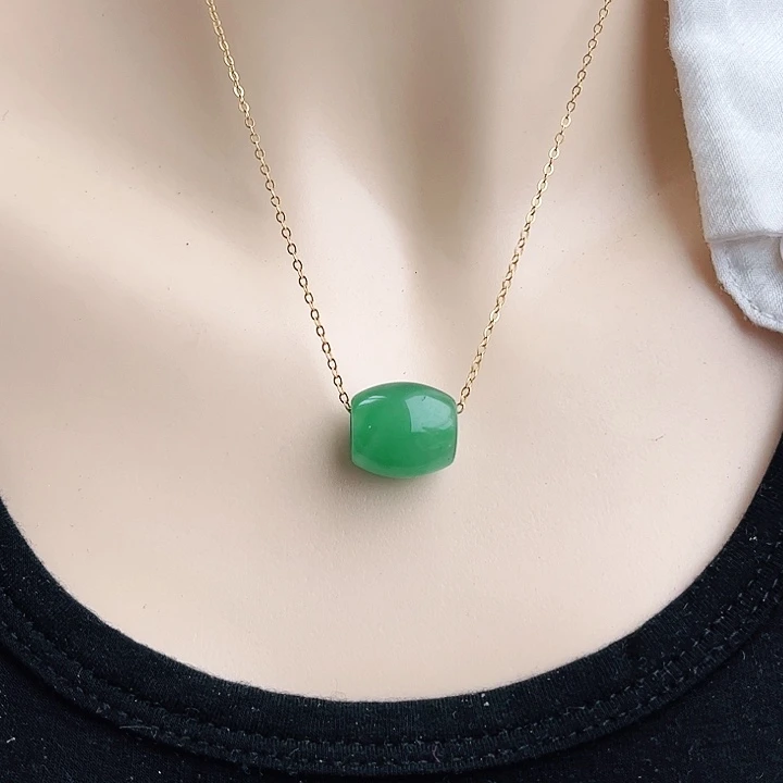 石英质玉（非洲翠）银S925镶嵌颈饰