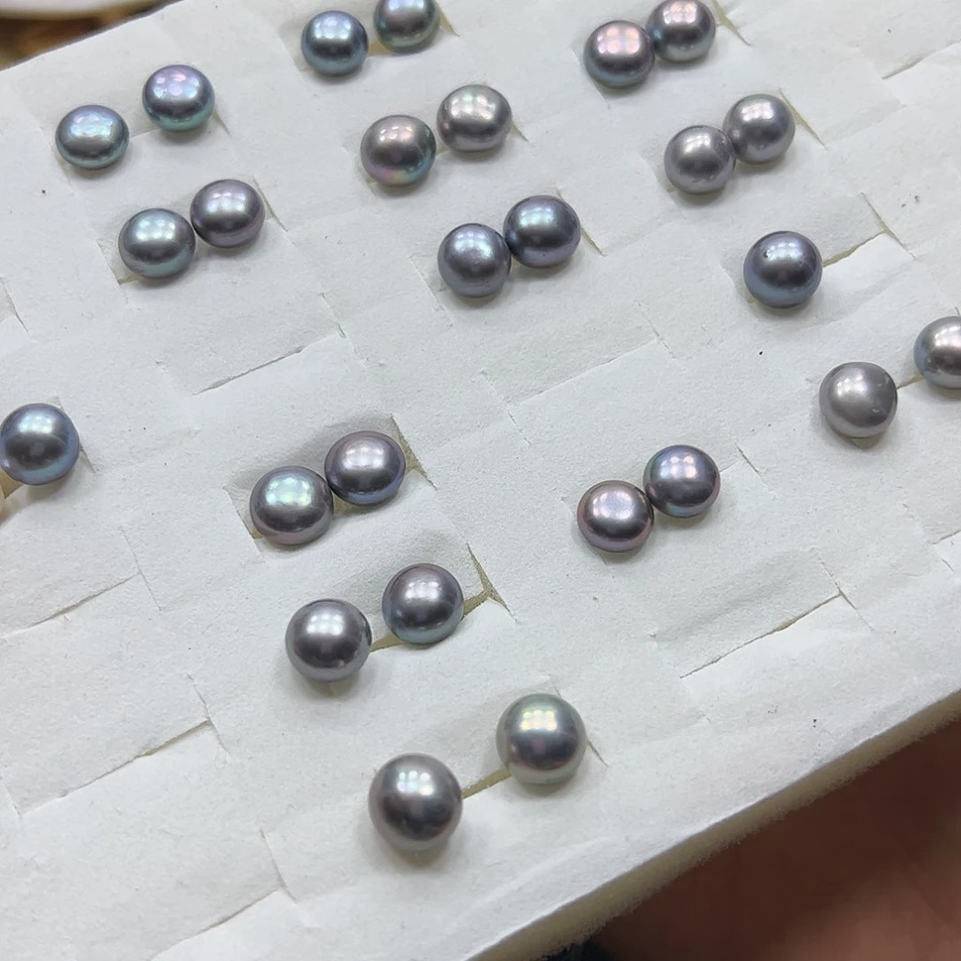 烟晶手链银S925镶嵌珍珠耳钉奶奶灰