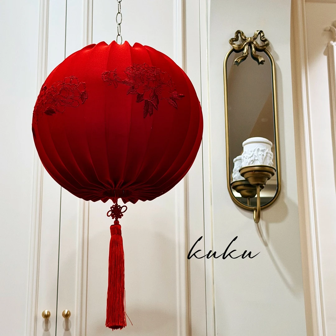 大红刺绣灯笼新年装饰2026新款挂饰室内户外春节挂件阳台门口喜庆