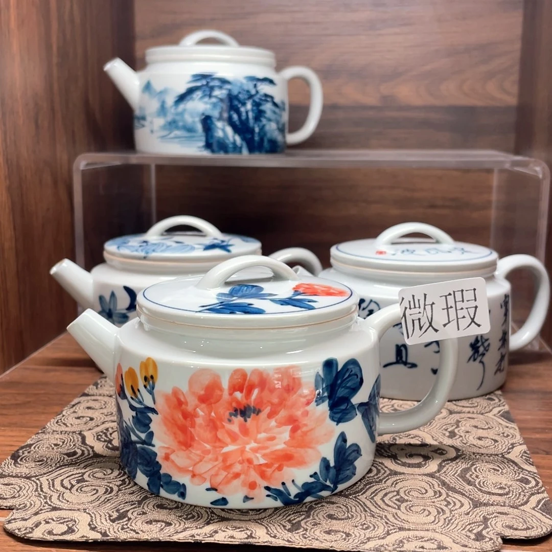 釉下手绘茶具微瑕