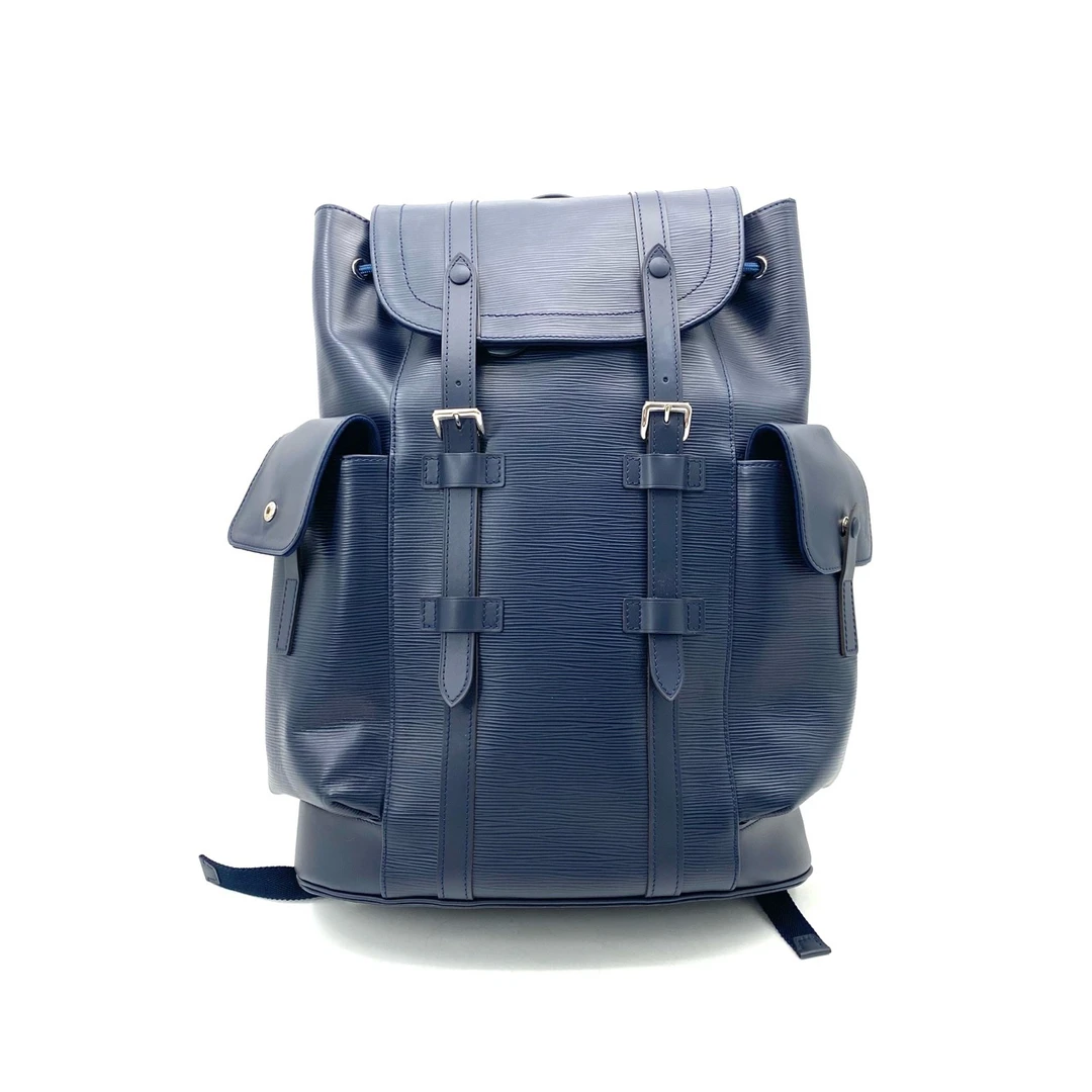 99新 LouisVuitton/路易威登 藏蓝色克里斯托弗双肩包 尺寸38/44