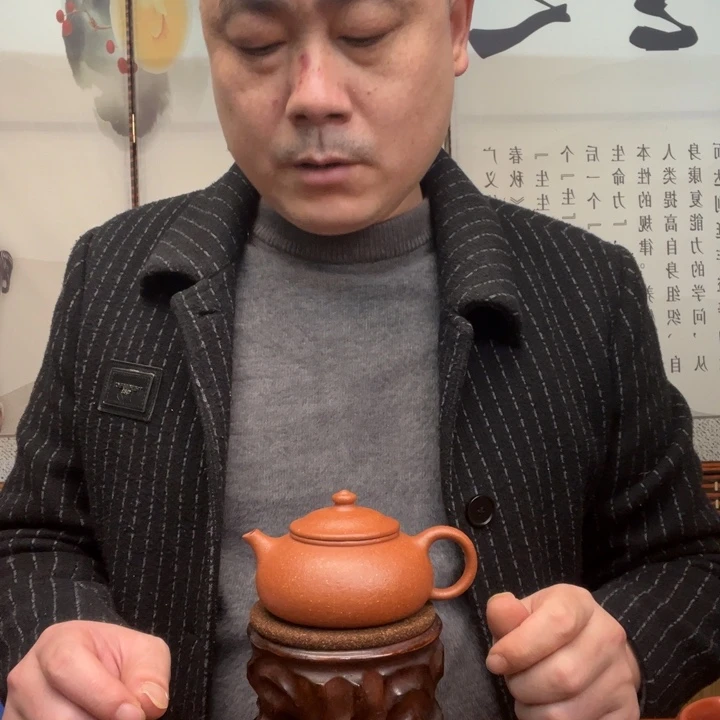 茶壶紫砂原矿红降坡全手工寒江180毫升