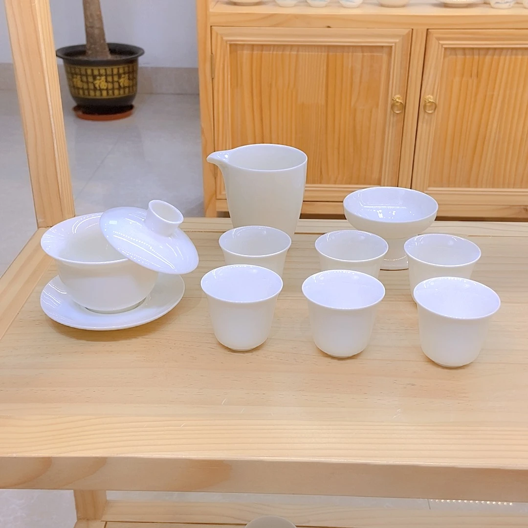 羊脂玉瓷茶具套装