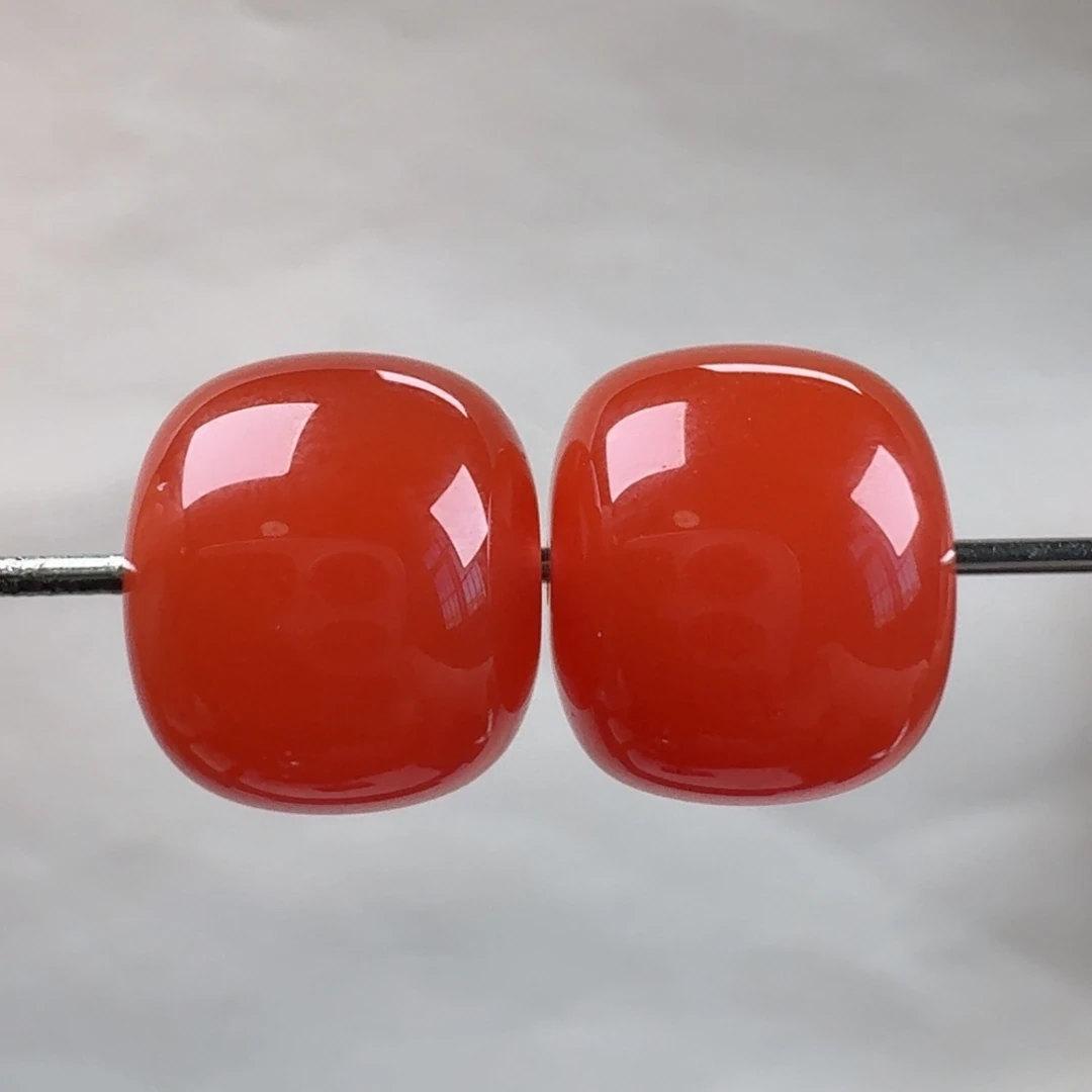 南红玛瑙未镶嵌老型对珠9.9*8.6/10*8.5