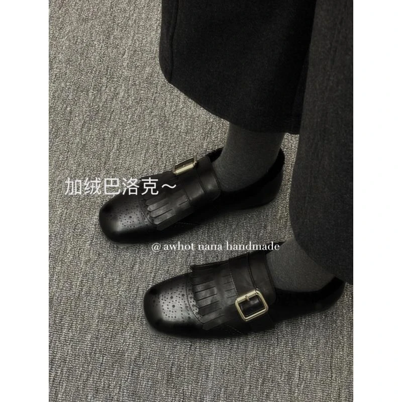 雕花小众流苏~冬季新款复古百搭乐福999/B2
