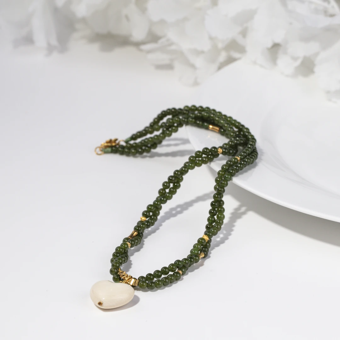 美伢 【天山月】 猛犸牙爱心 缠缠绵绵设计款 吊坠QT62410045