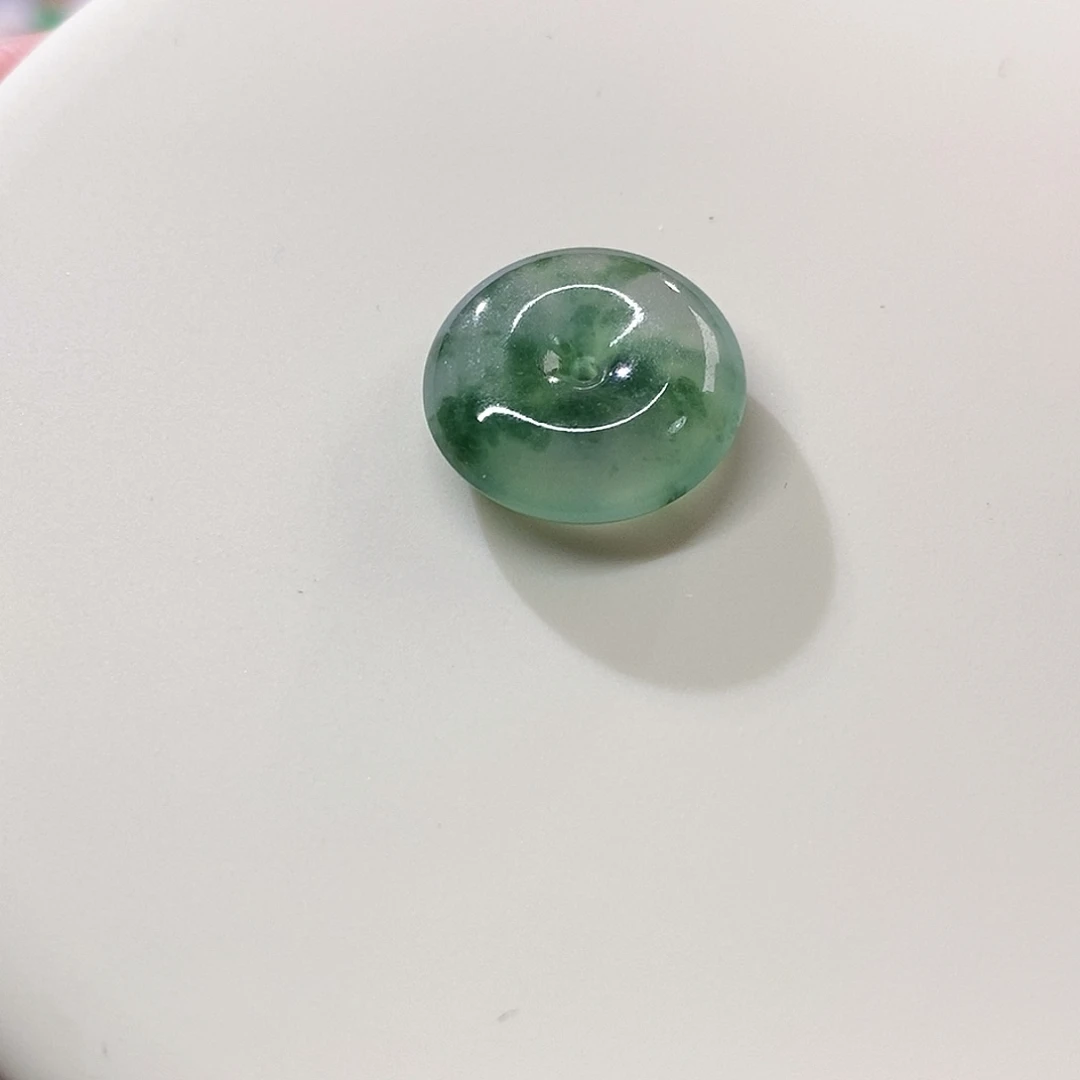 翡翠裸石冰玻飘花平安扣