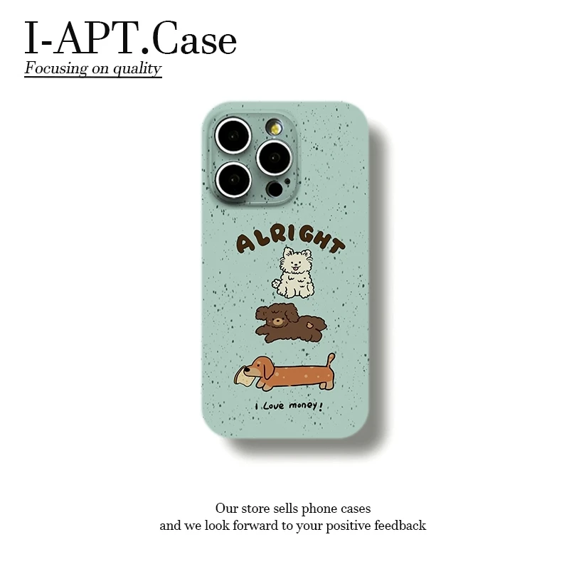 绿底三只狗狗菲林软壳适用iPhone苹果16手机壳华为oppo小米vivo新