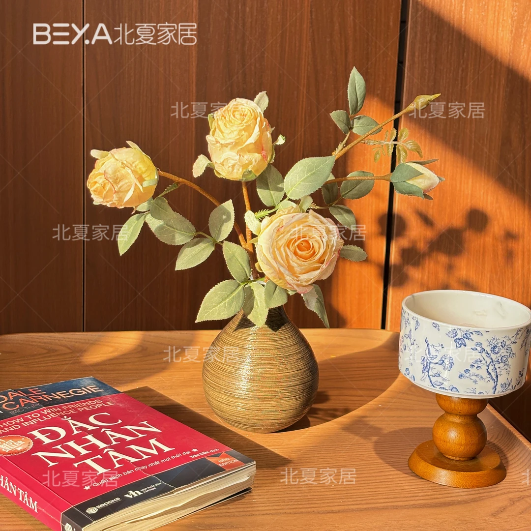 仿真花焦边假花田园玫瑰复古摆件家居客厅餐桌花束摆设花样年华