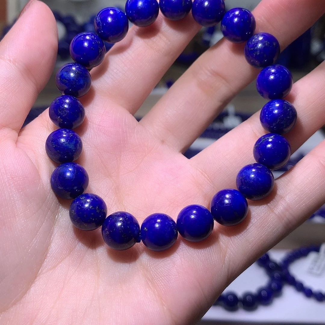 青金石未镶嵌天然原矿圆珠手串10m+