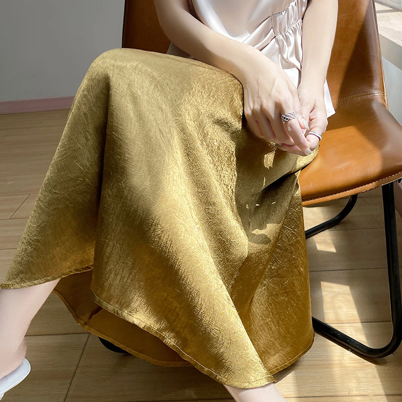 法式高级感中长款丝滑缎面半身裙女高腰显瘦新款气质A字裙鱼尾裙