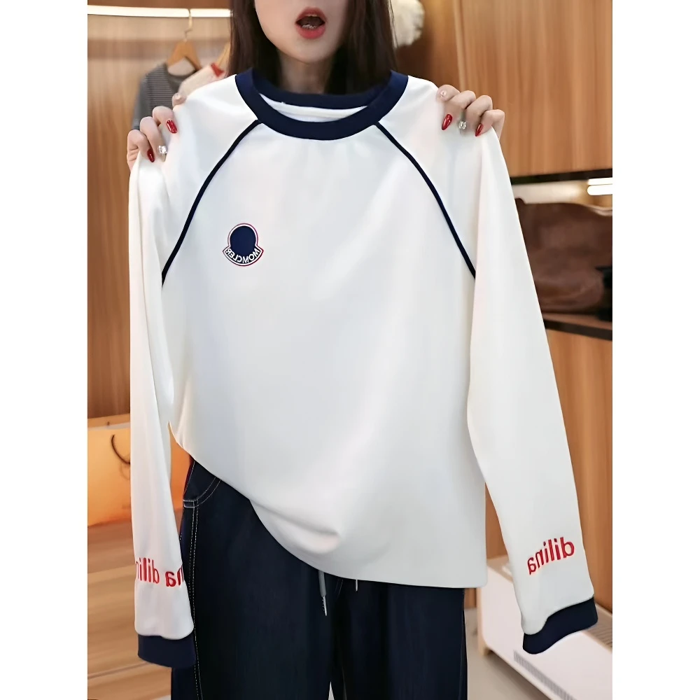 清仓福利款·长袖~韩版时尚「蓝标·小刺绣」时尚感长袖t恤25141