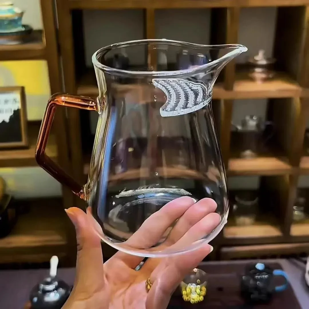 防爆加厚高硼硅玻璃月牙公道杯茶漏一体式大容量带过滤网红分茶器