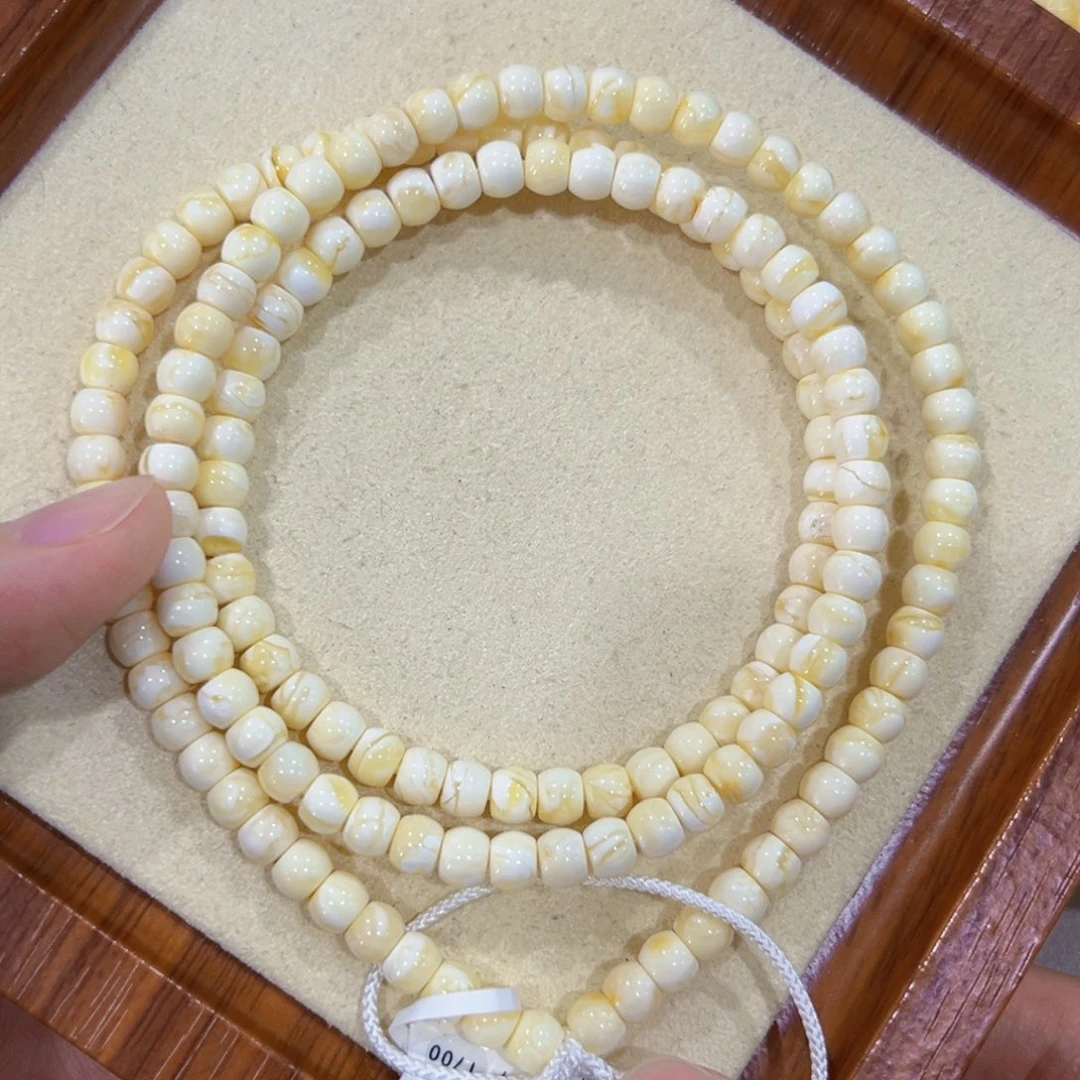 手链蜜蜡未镶嵌5.5m瓷白虎皮妖花 108 漏价