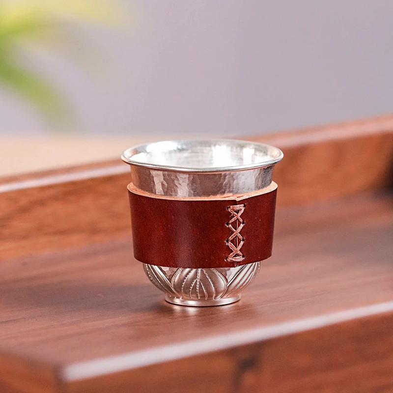 【达观紫器】银歌工坊 CB0328 莲花银茶杯主人杯