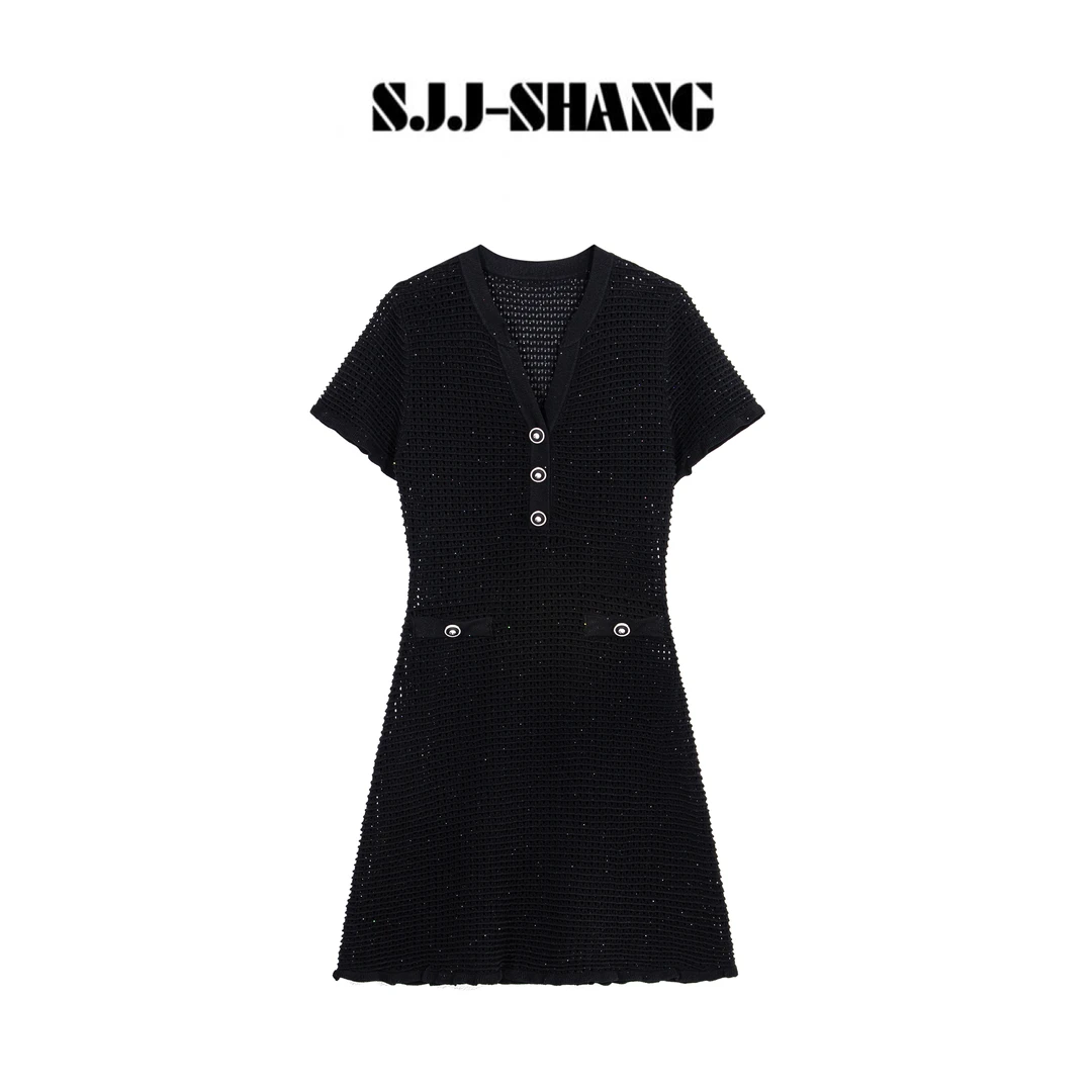 SJJ-SHANG【镂空繁星】25ss新款高级感亲肤轻奢气质连衣裙q134471p