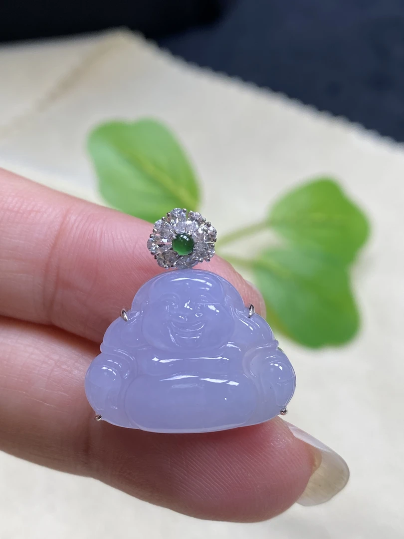 18k金镶嵌天然缅甸翡翠佛公