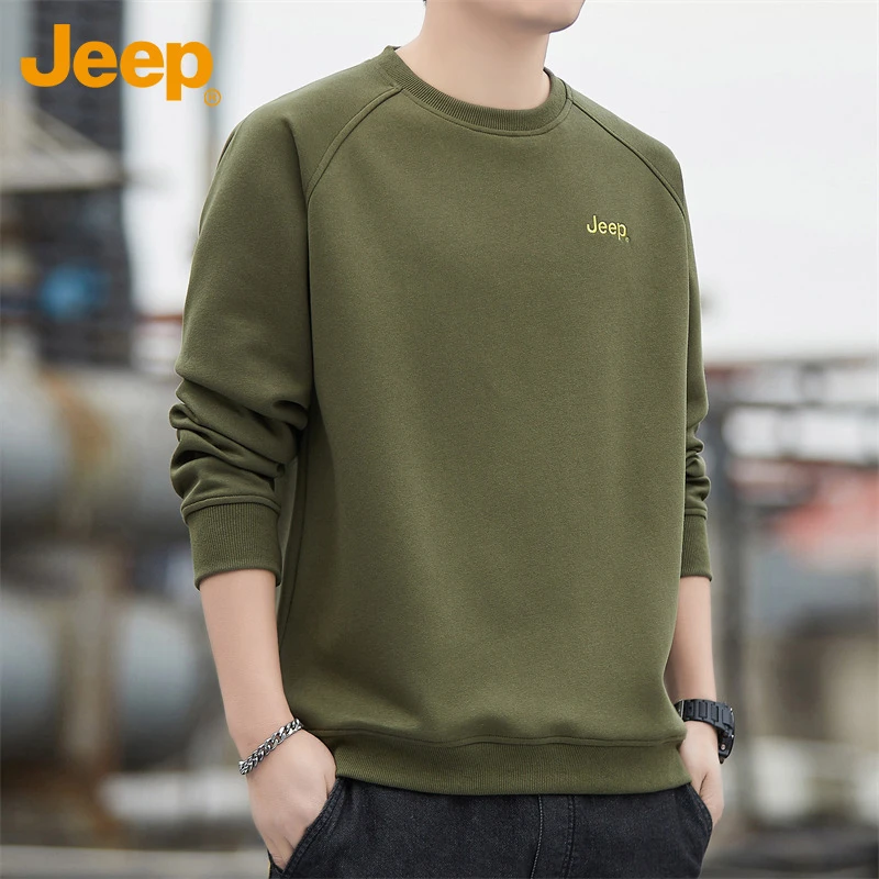 Jeep吉普男士新款卫衣春秋季长袖宽松休闲百搭圆领套头薄款潮流男
