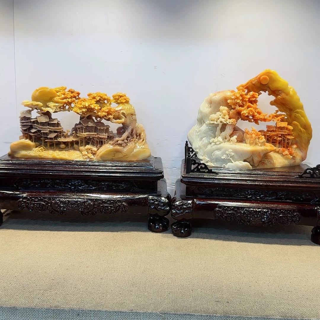 寿山石落**悔寿山石摆件