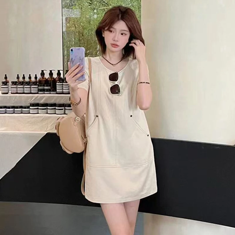 【有里布】设计感修身显瘦连衣裙女夏季短款a字裙子D1504