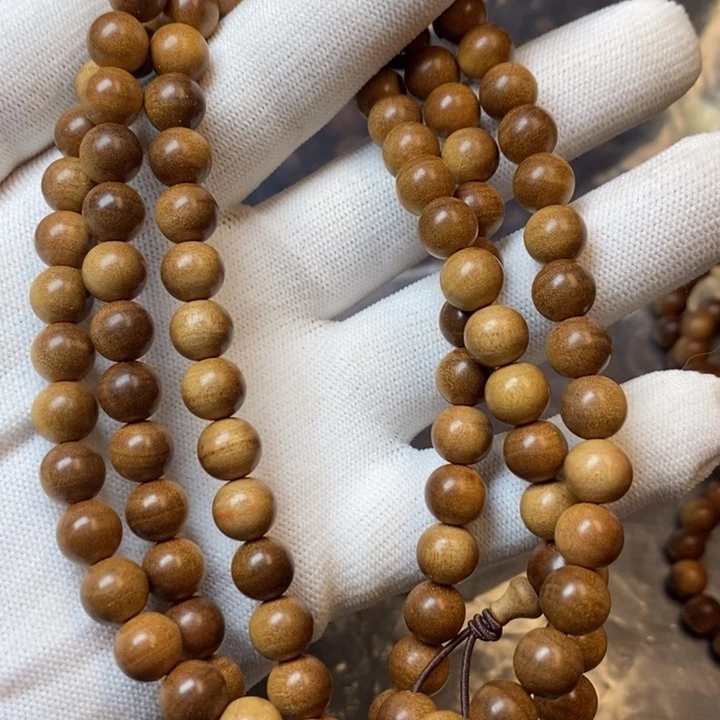 檀香木手串/手链0.8*108横纹黑肉浮水