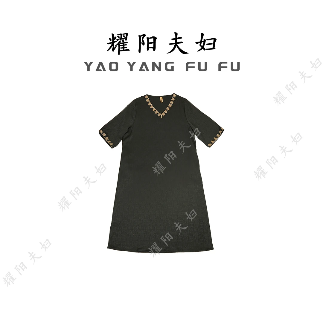 耀阳夫妇【墨棠】QO015新中式复古时尚连衣裙