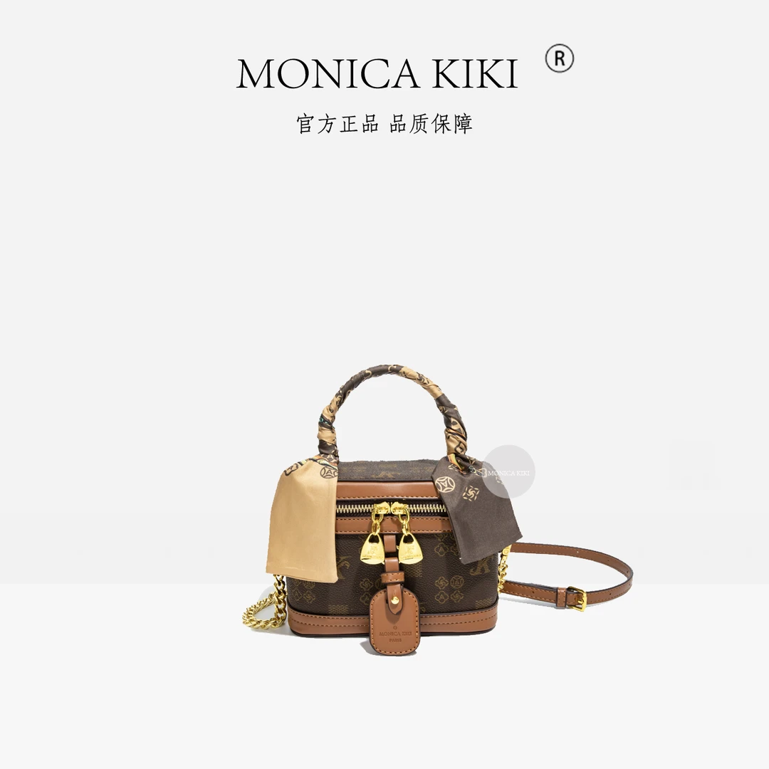 MONICA KIKI/莫妮卡奇奇盒子包法式韩式文艺风斜挎包中号手提袋