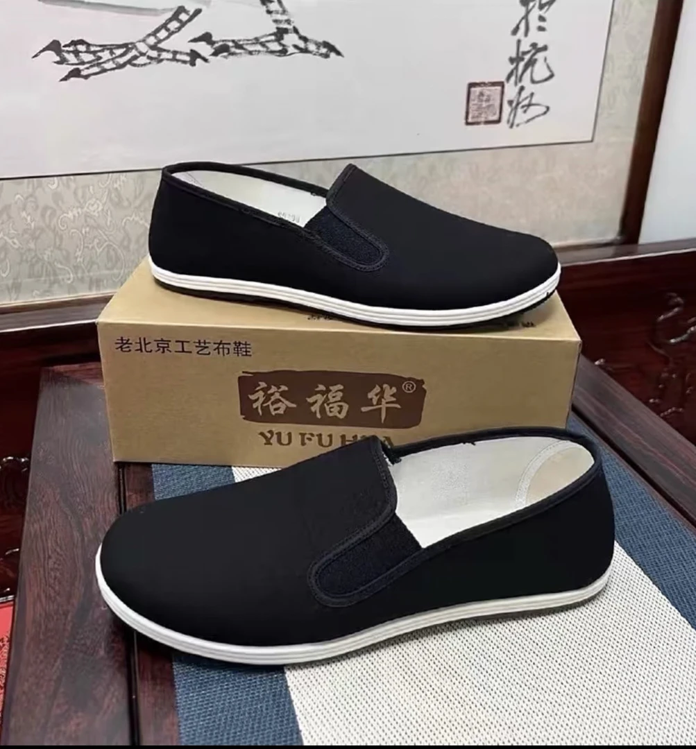 软底牛筋底耐磨防滑薄款厚款春夏圆头布鞋黑色透气