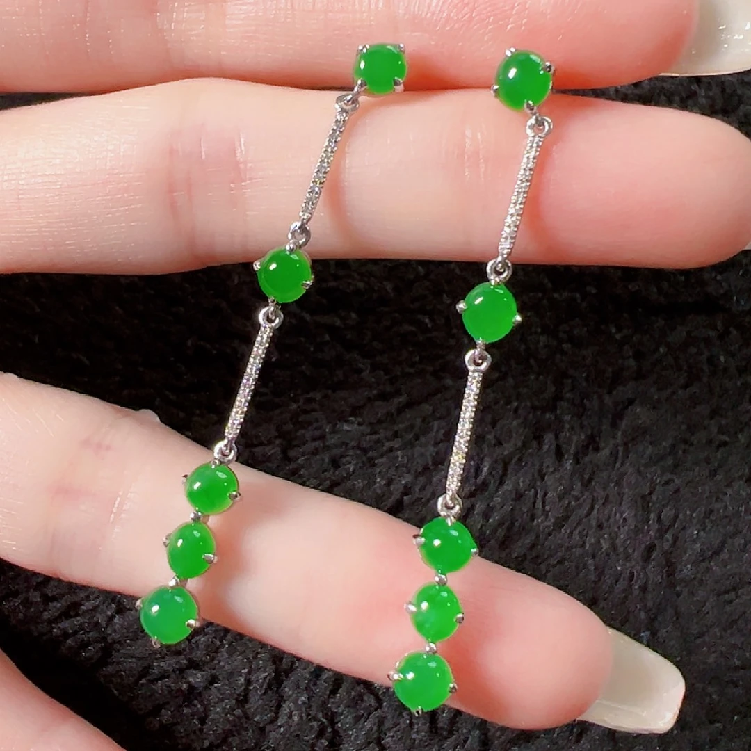 翡翠18K金镶嵌耳饰签收后24小时鉴赏期，过时不退