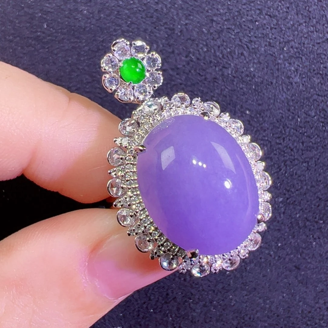 翡翠18K金镶嵌戒指两用款戒指