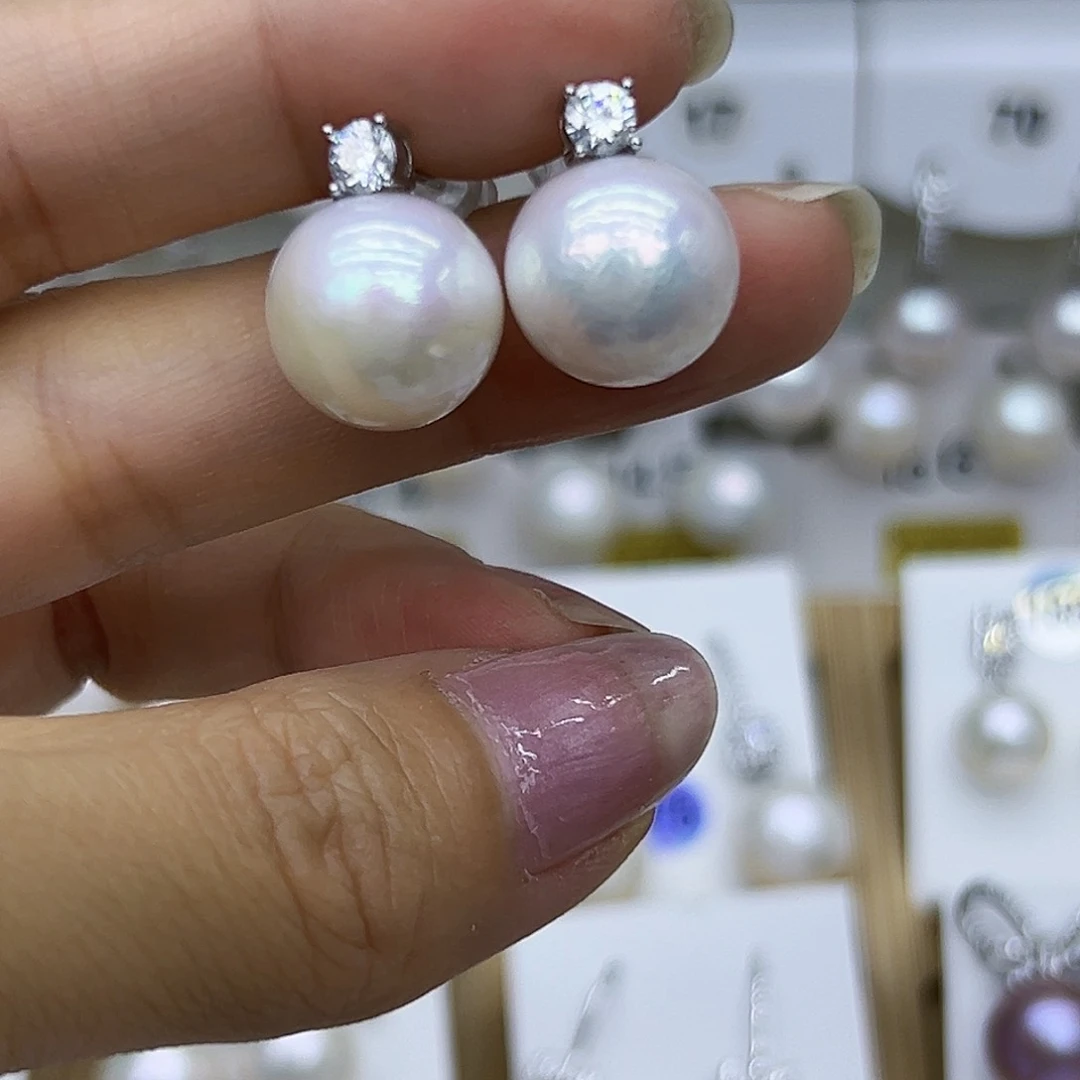 银S925镶嵌耳饰淡水珍珠
