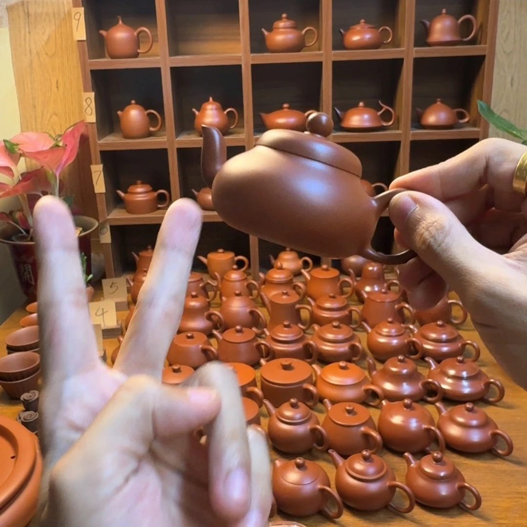 茶壶紫砂潮州朱泥壶矮梨壶