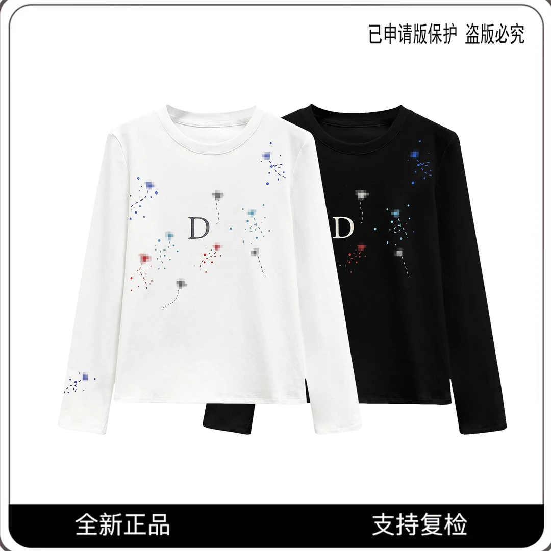 68203#CSIN轻奢时尚小蜜蜂印花长袖T恤2025显瘦休闲个性上衣潮