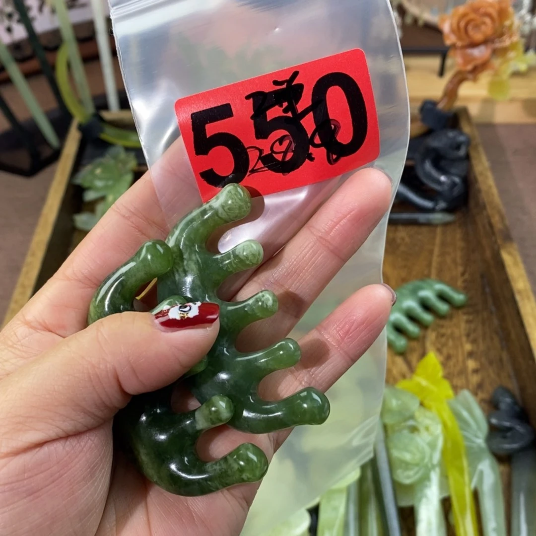 蛇纹石玉玉簪合金招***女