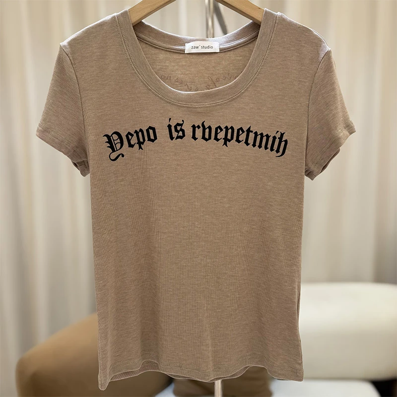 zaw大码女装正肩短袖t恤大领口夏季胖mm洋气遮肉上衣巨显瘦/25301