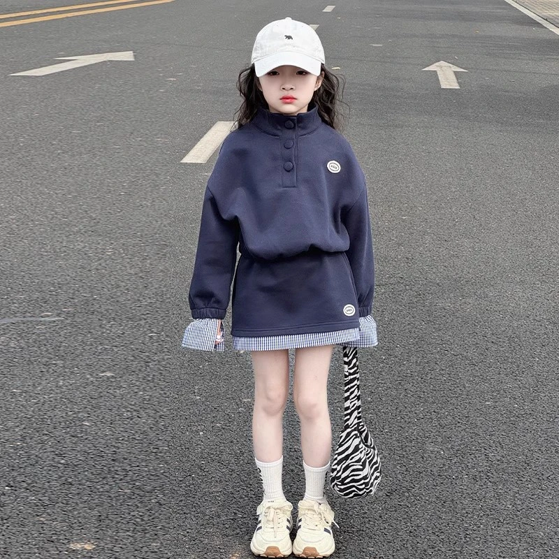 女童秋装2025新款春秋款韩系穿搭大童女孩洋气卫衣套装炸街半身裙