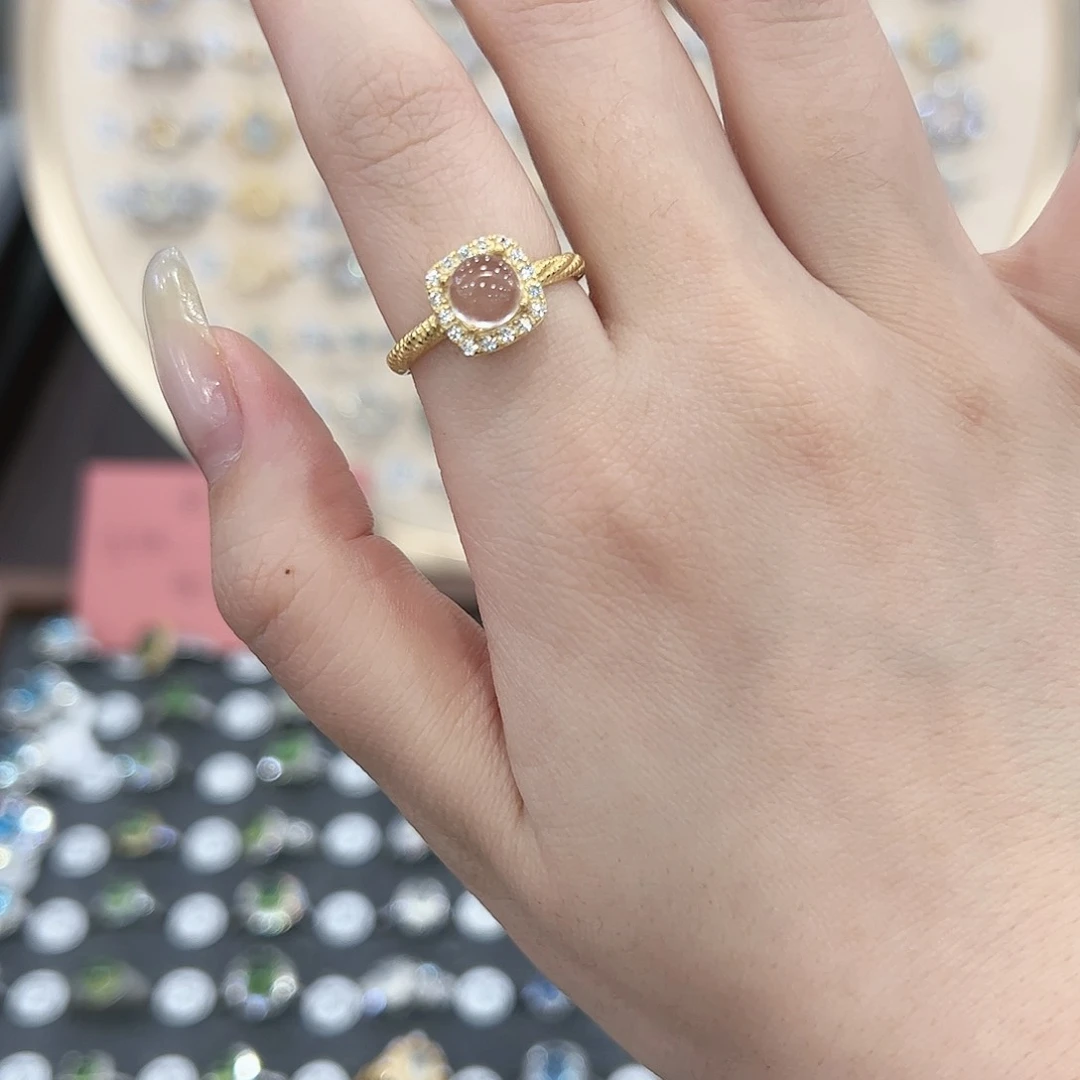 蛇纹石玉戒指银S925镶嵌t***i