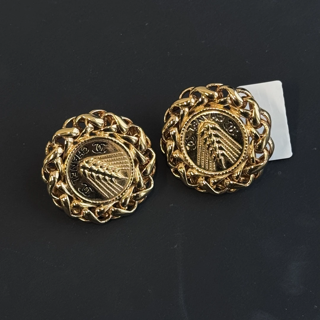 95新 Chanel/香奈儿 香奈儿秀款素金麦穗耳夹