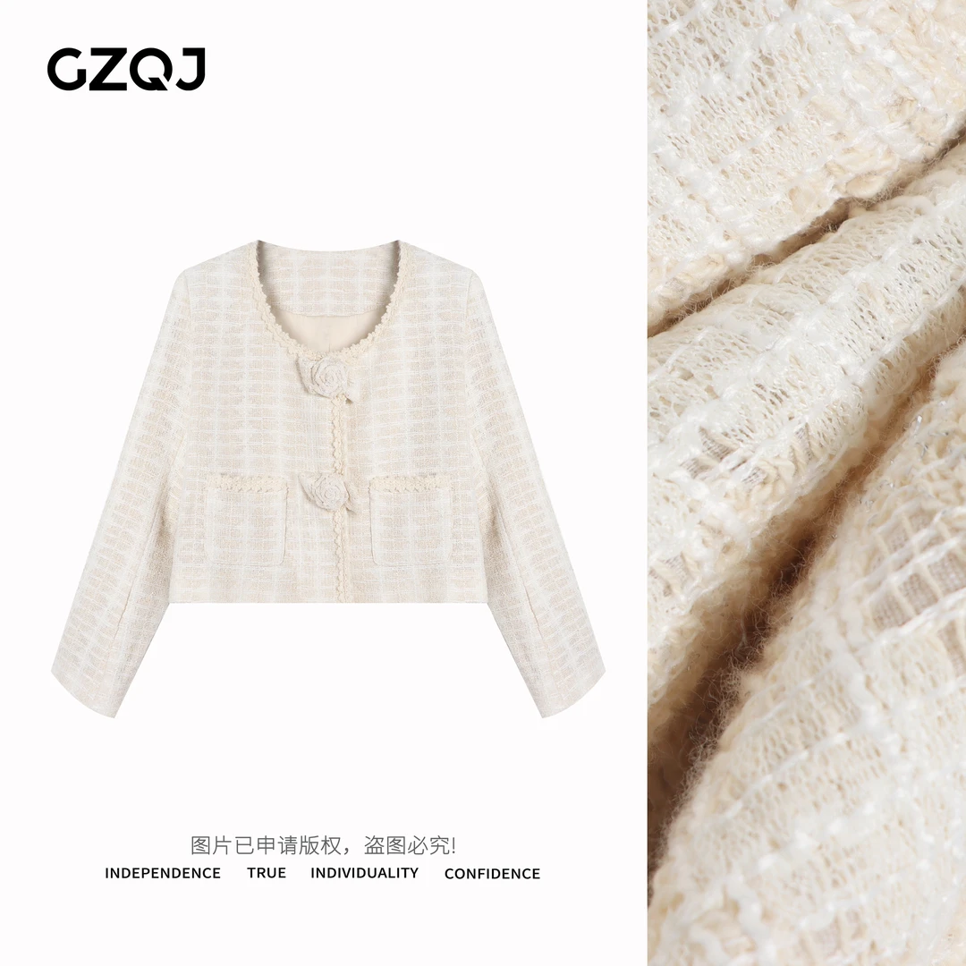 老琴私服【玫瑰的故事】 小香风时尚显瘦高定花朵扣外套春女 35034