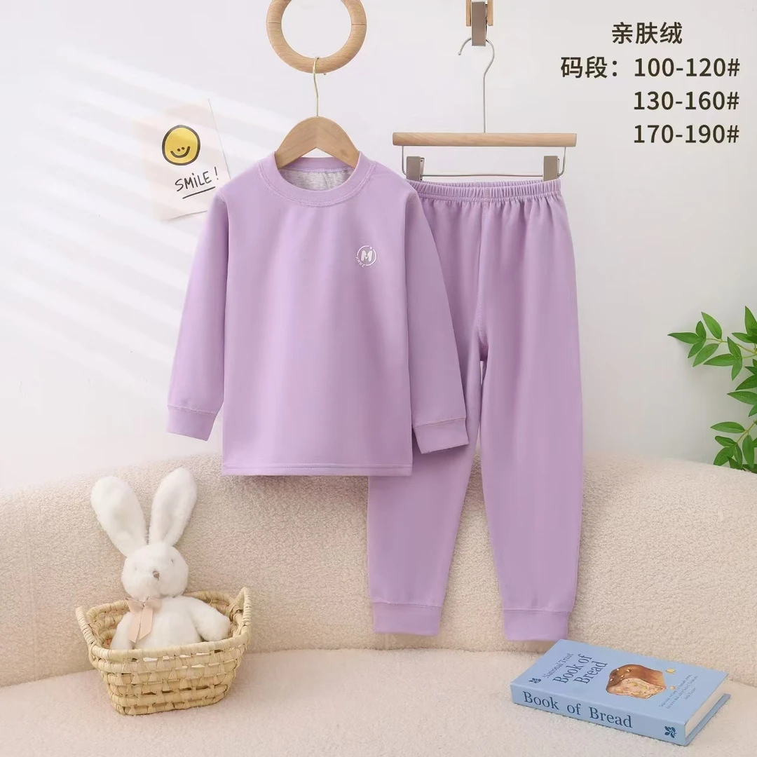 儿童德绒蚕丝加厚秋衣套