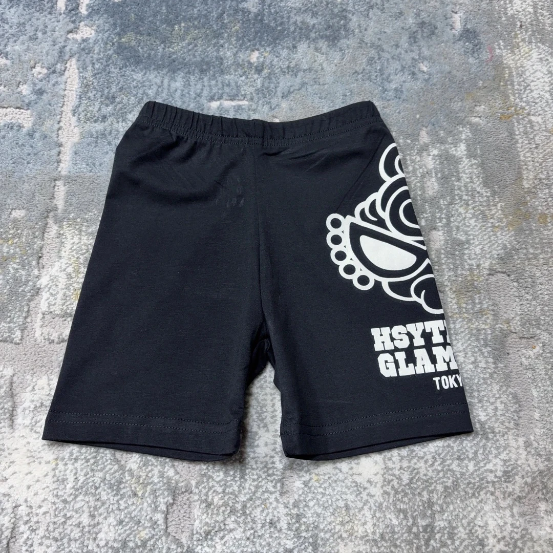 3019儿童日系新款黑色百搭弹力棉骑行五分短裤