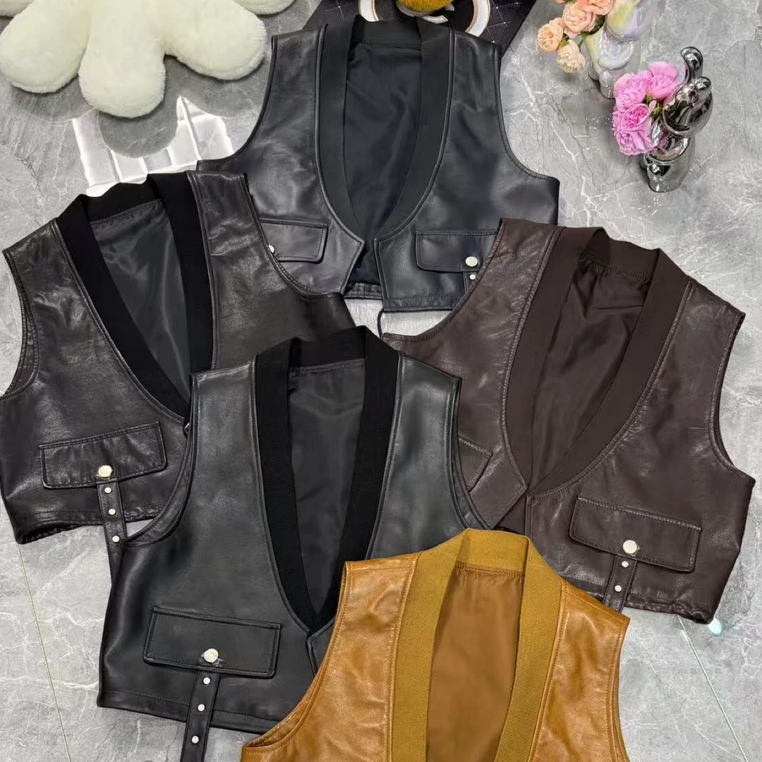 宽松型口袋V领马夹韩版个性款