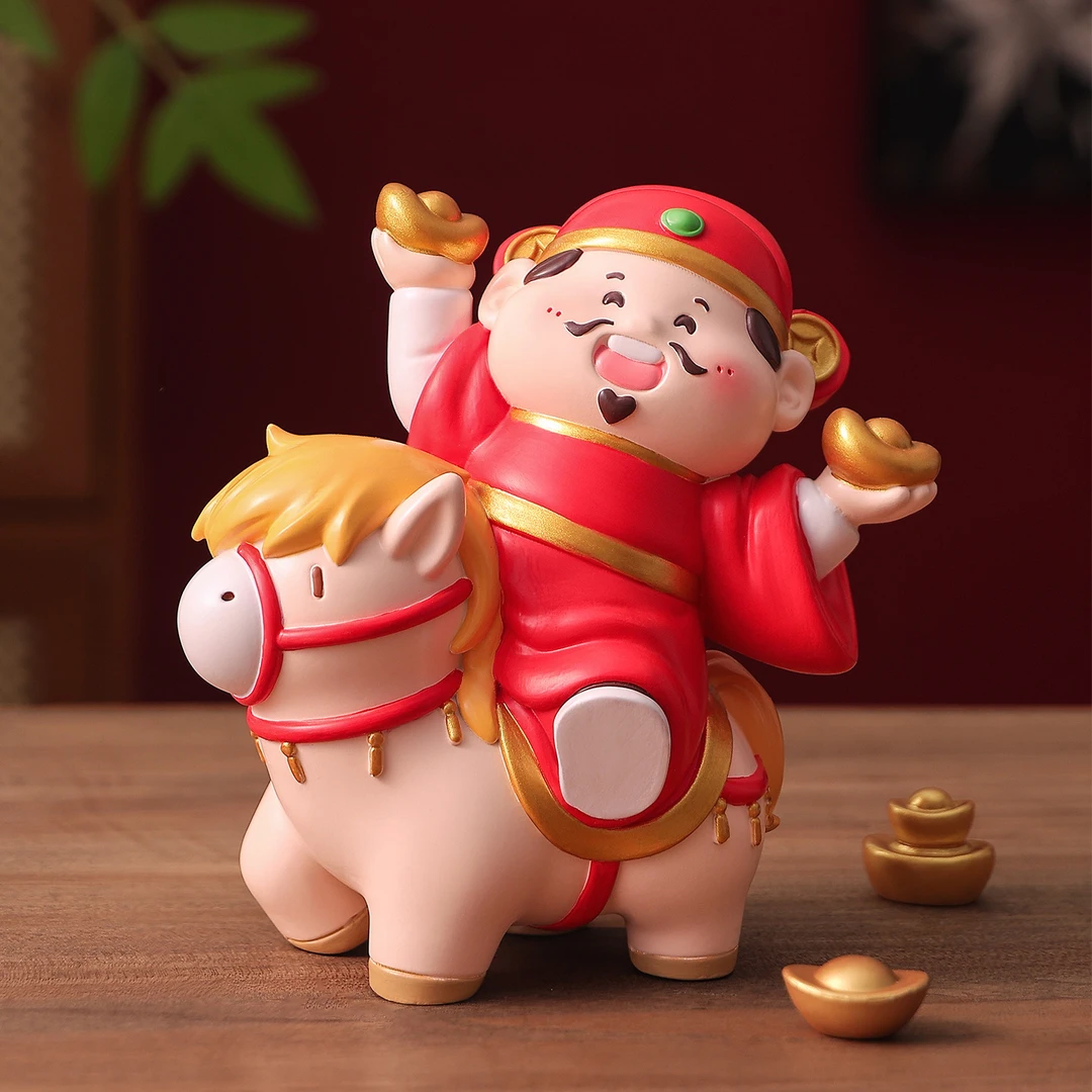 2026年马上有钱摆件财神爷办公桌面招财装饰品马年吉祥物新年礼物