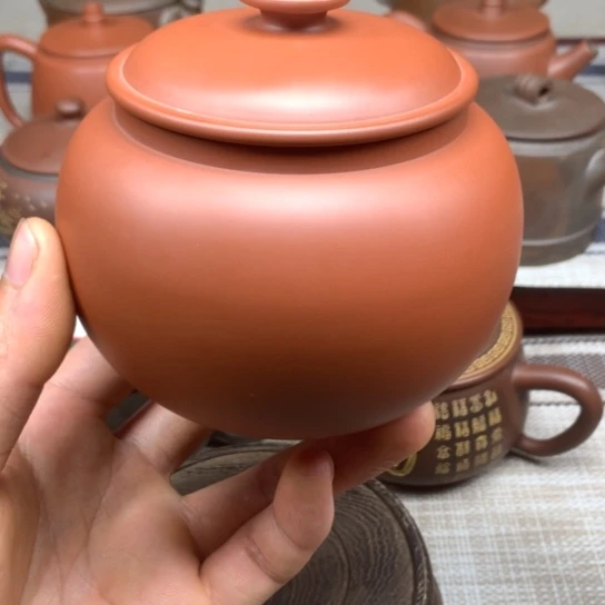 壶坭兴陶茶叶罐 壮2两多 纯手工拉坯制作