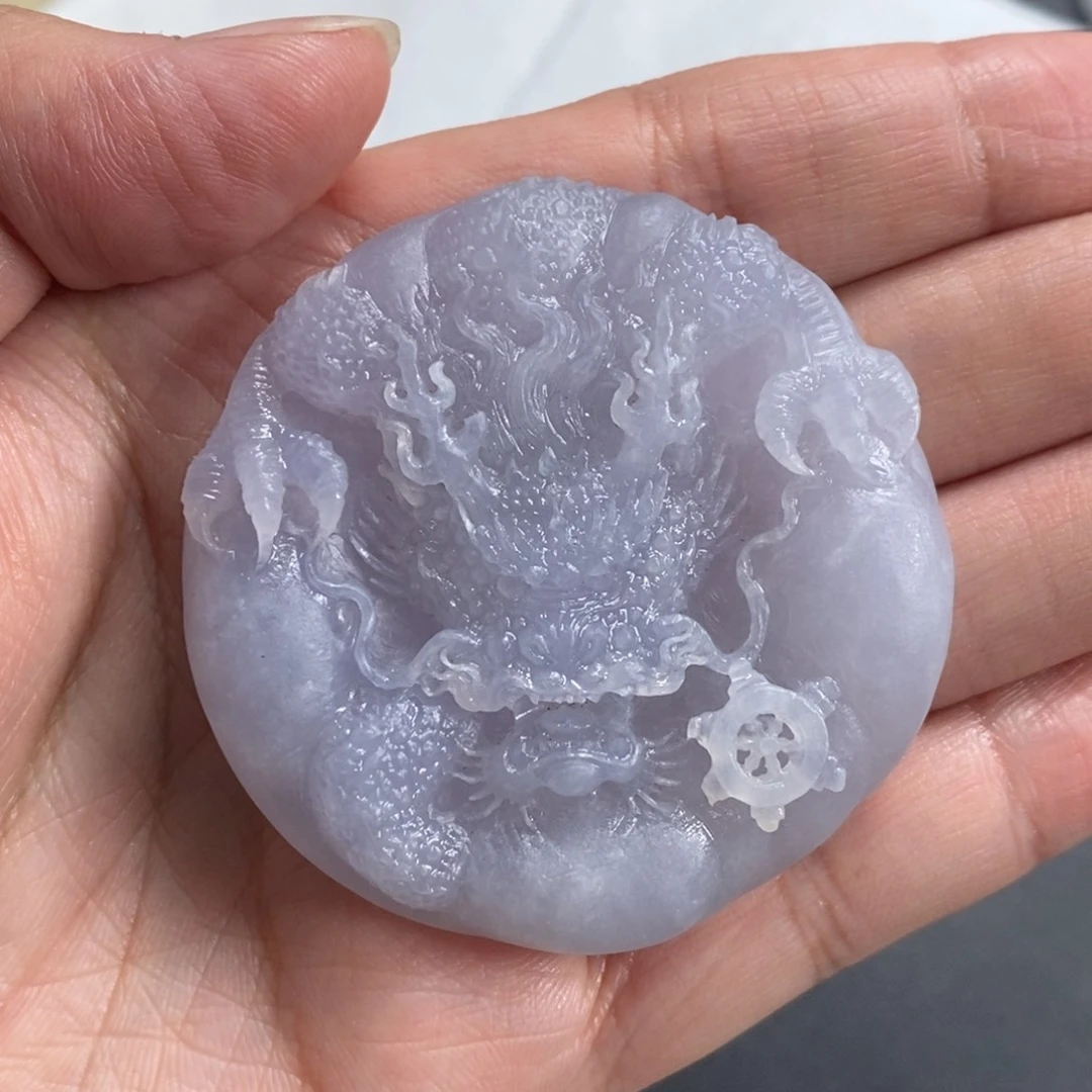 未镶嵌定制翡翠蒋*乐龙牌 毛货无鉴赏期