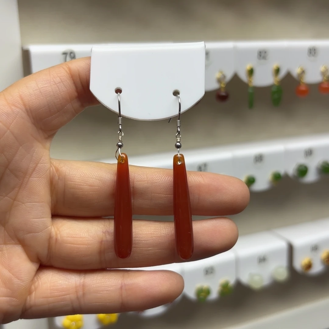 玛瑙/玉髓耳饰银S925镶嵌