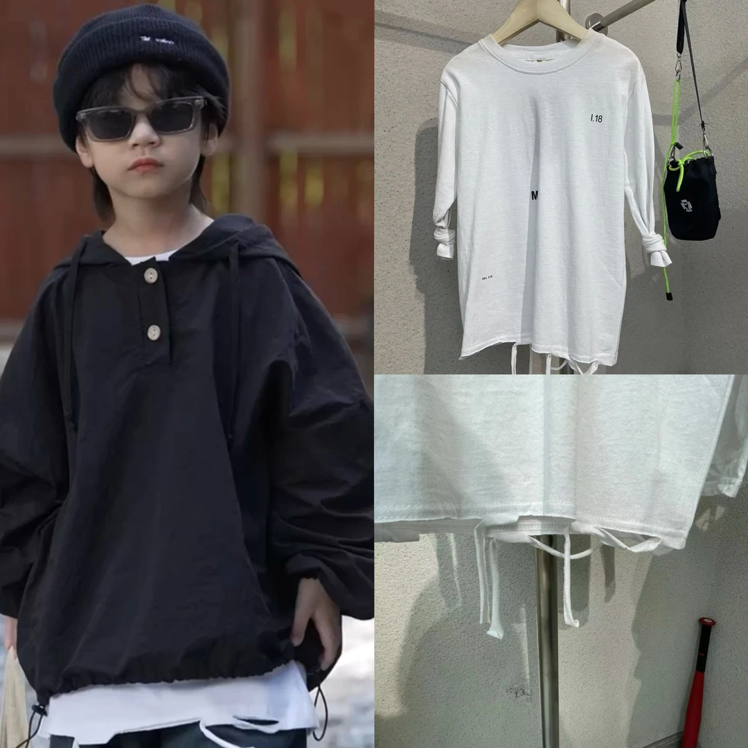 【刘刘妈家】2023新款亲子春秋版圆领白色百搭时尚休闲长袖t桖