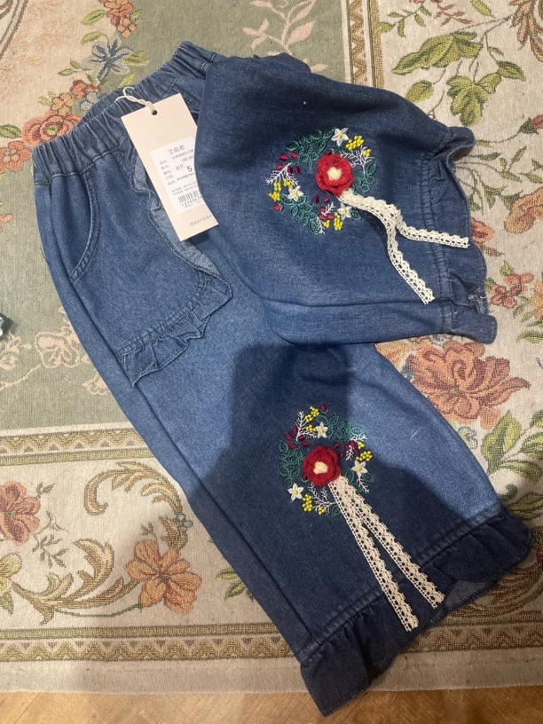 AMX-HD-627款女宝加绒立体花朵手工订花裤